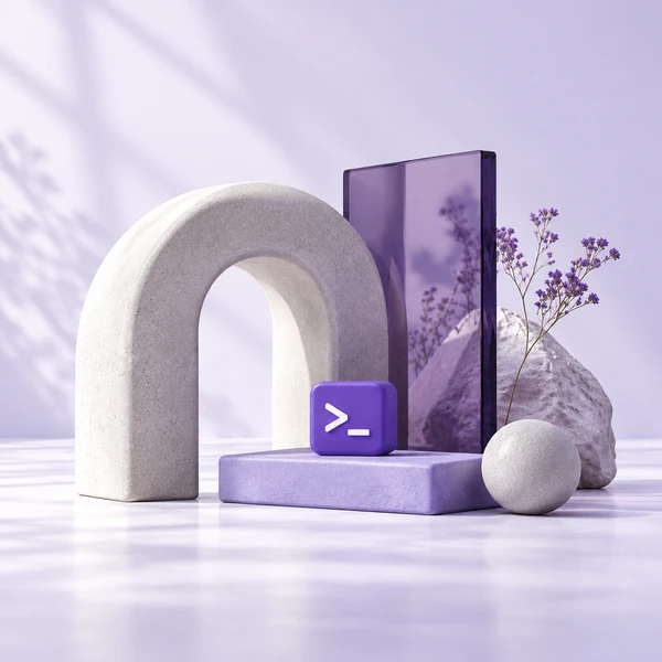 A ceramic arch, violet glass panel, and purple terminal tile in a softly lit studio, light square cover