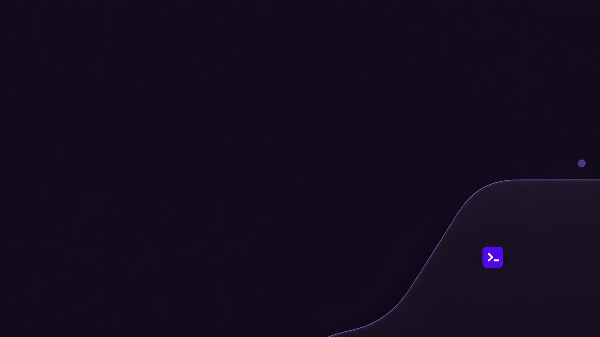 A fine S-shaped contour across a matte surface with a tiny purple terminal prompt