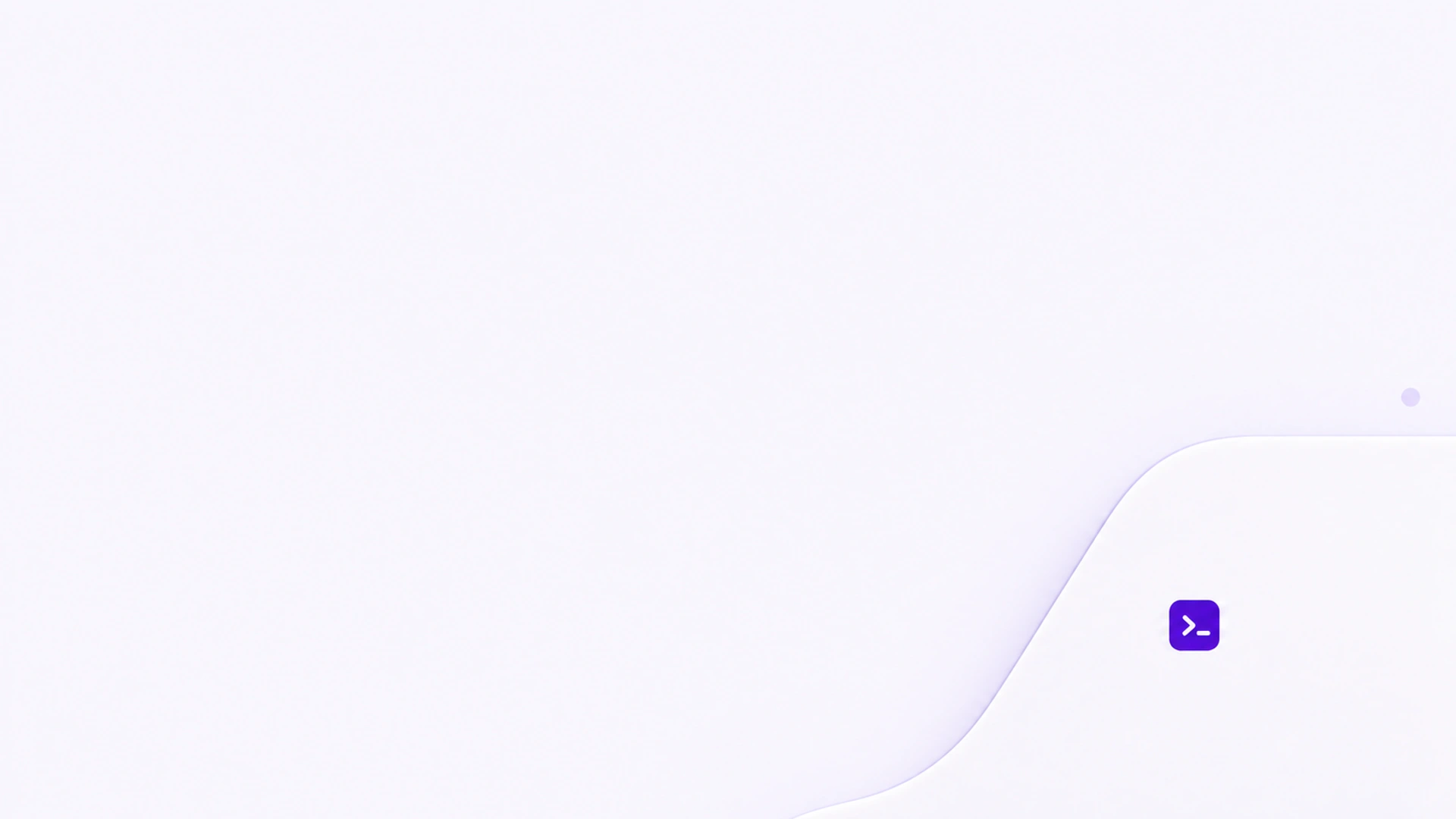 A fine S-shaped contour across a matte surface with a tiny purple terminal prompt, light desktop composition