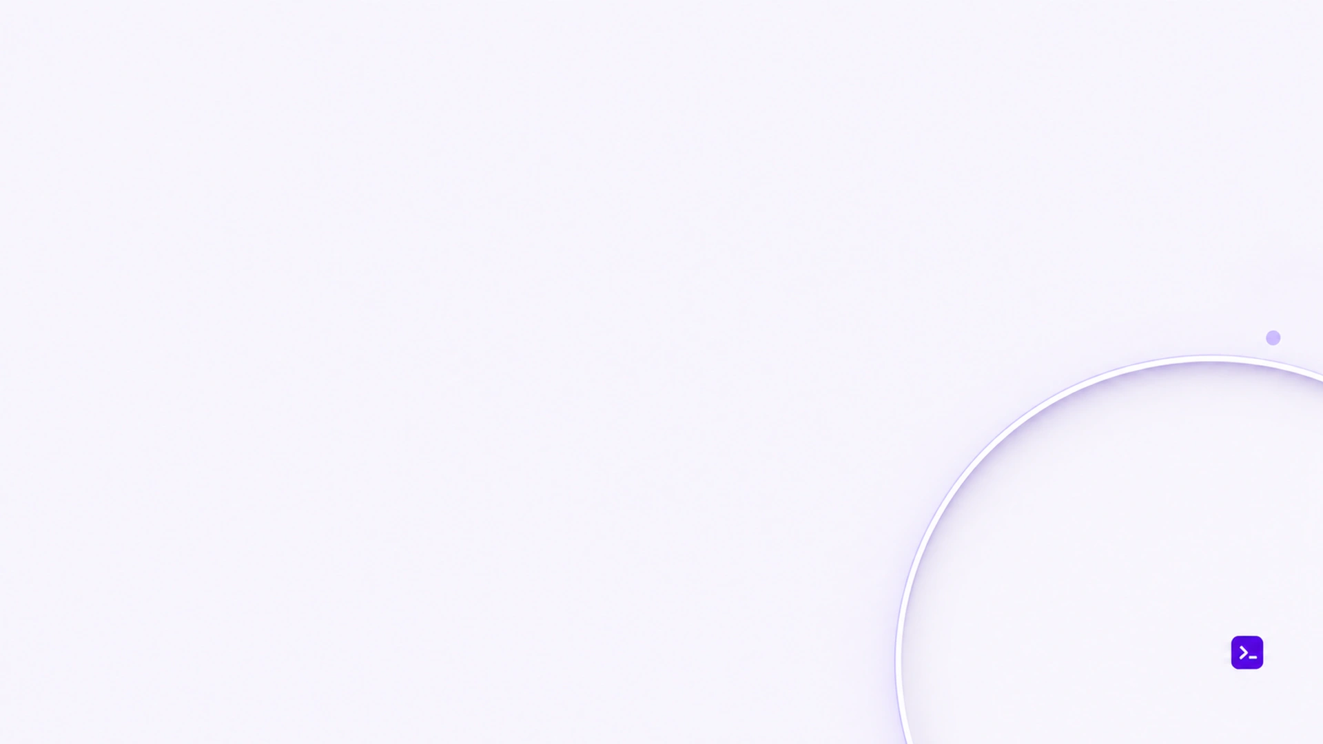 A shallow circular recess with a fine violet rim and a small purple terminal prompt, light desktop composition